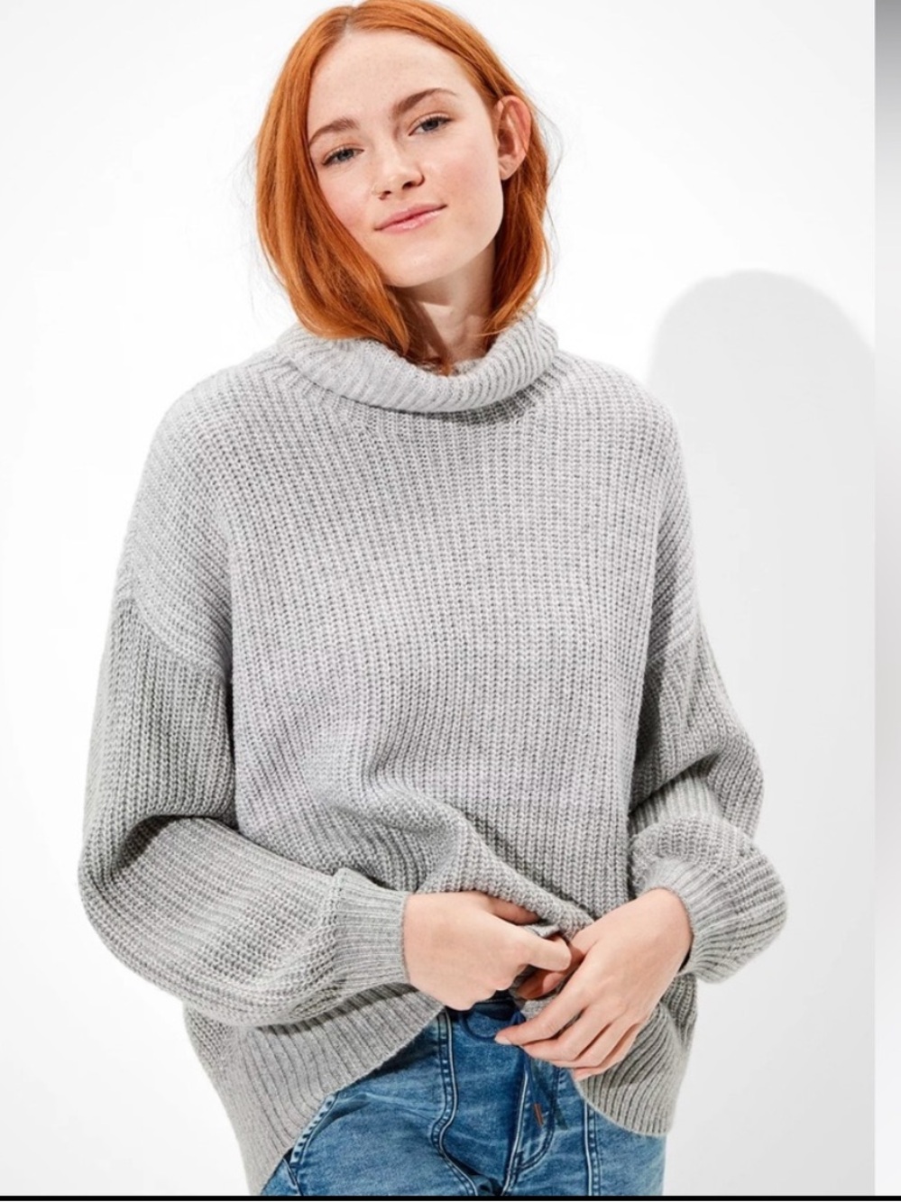 American Eagle two tone grey turtleneck